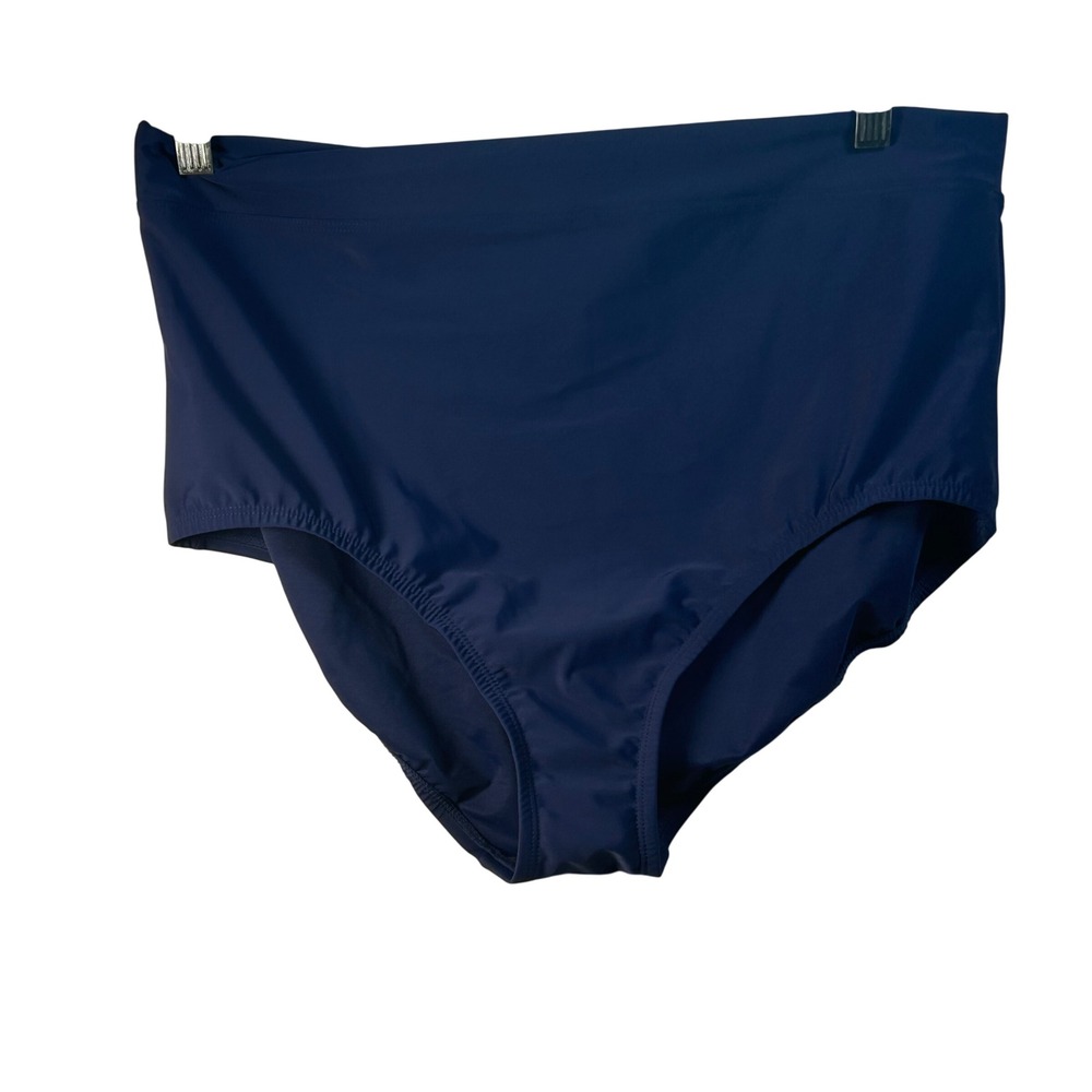 Lands End Womens Navy Blue High Waisted Bikini Bottoms Size 16 Full Coverage